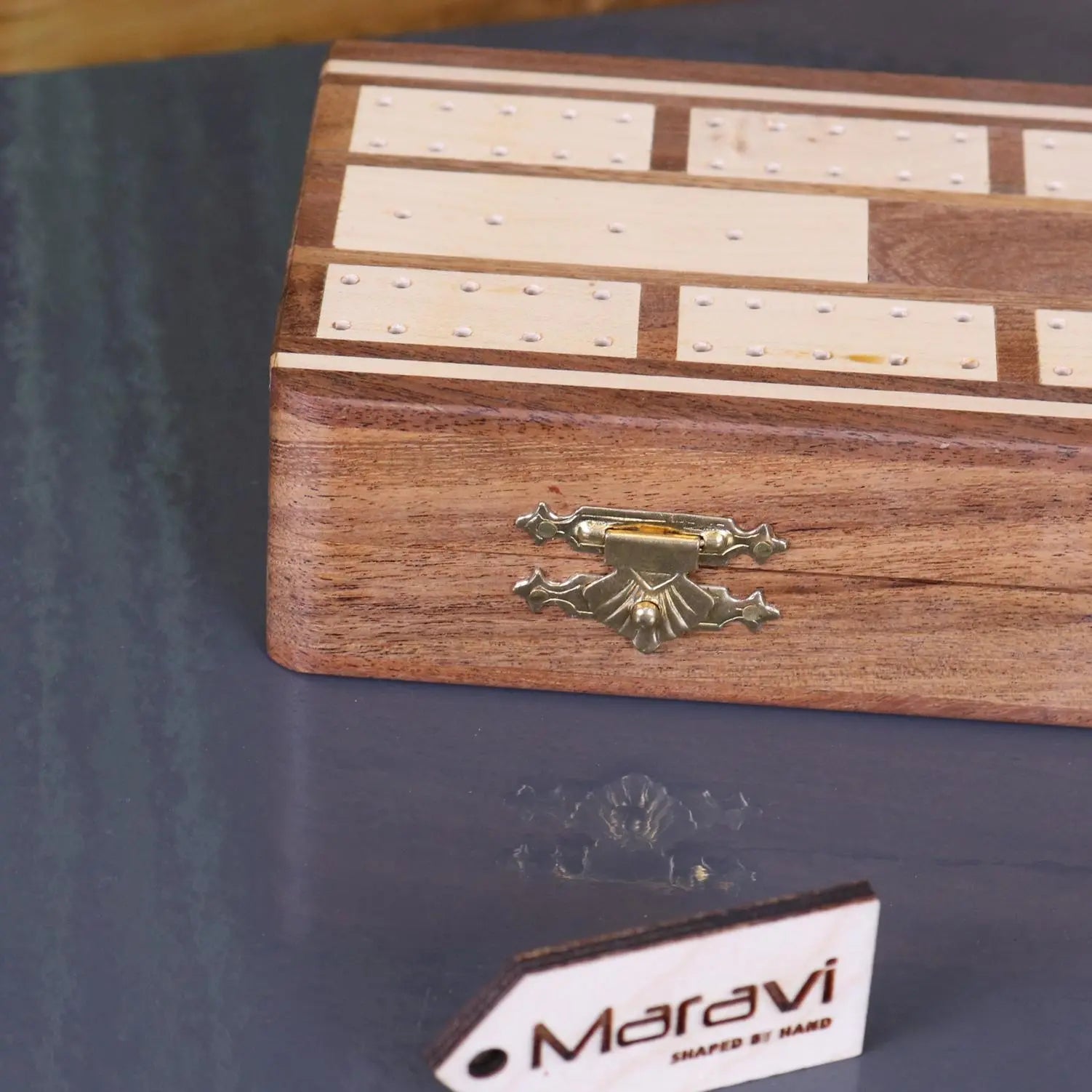 Deori Sheesham Wood Portable Cribbage Set with Presentation Box