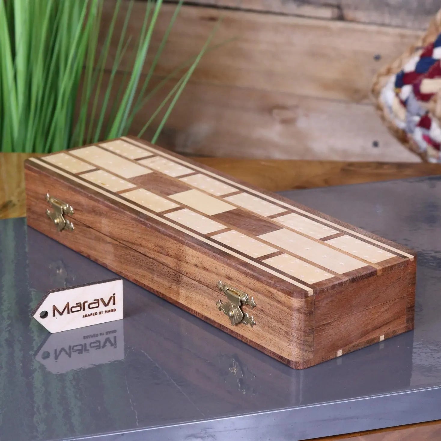 Deori Sheesham Wood Portable Cribbage Set with Presentation Box