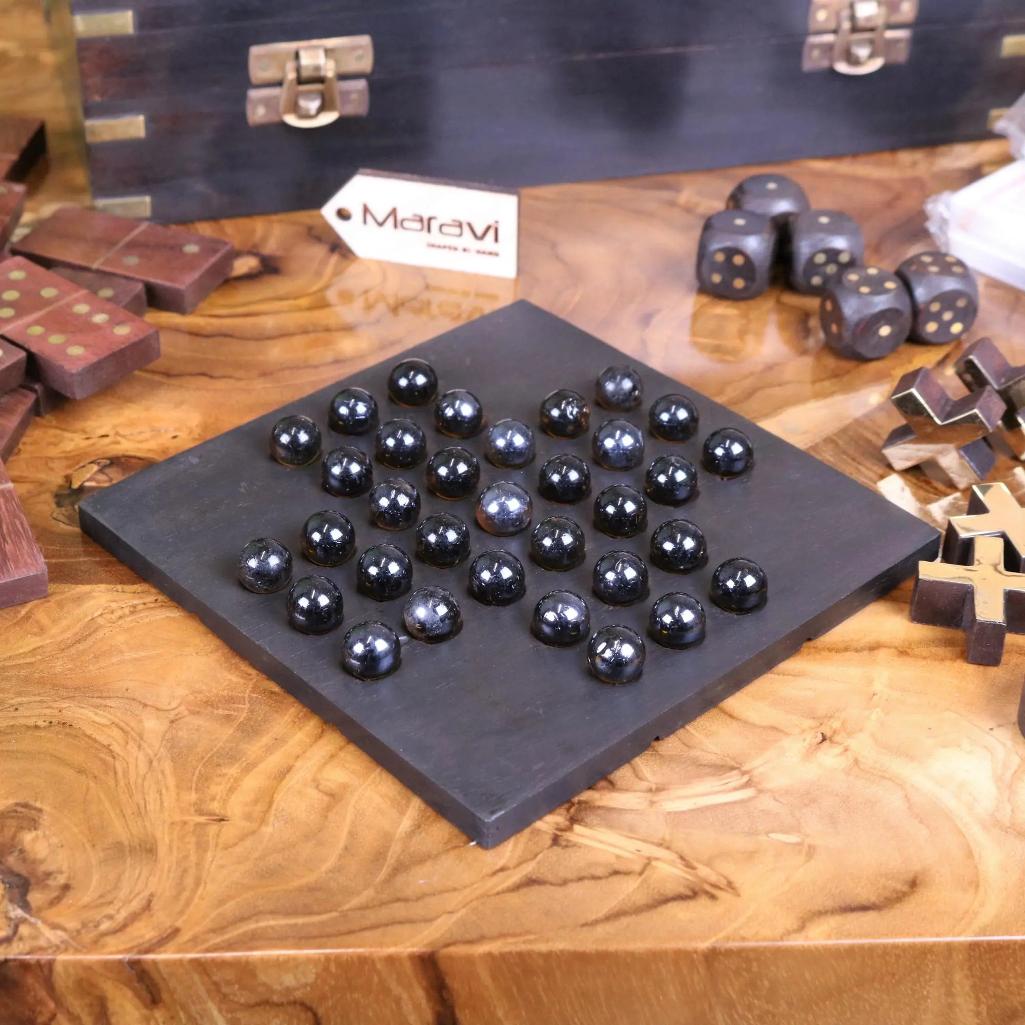 Tarera Sheesham Wood 5in1 Game Compendium Antique Finish