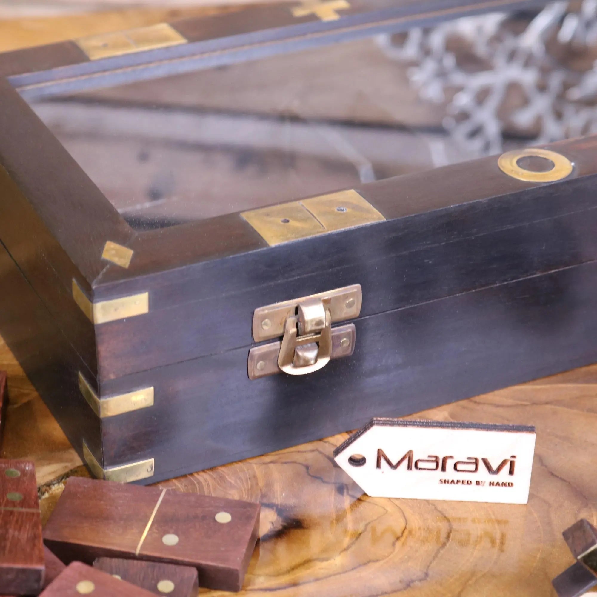 Tarera Sheesham Wood 5in1 Game Compendium Antique Finish