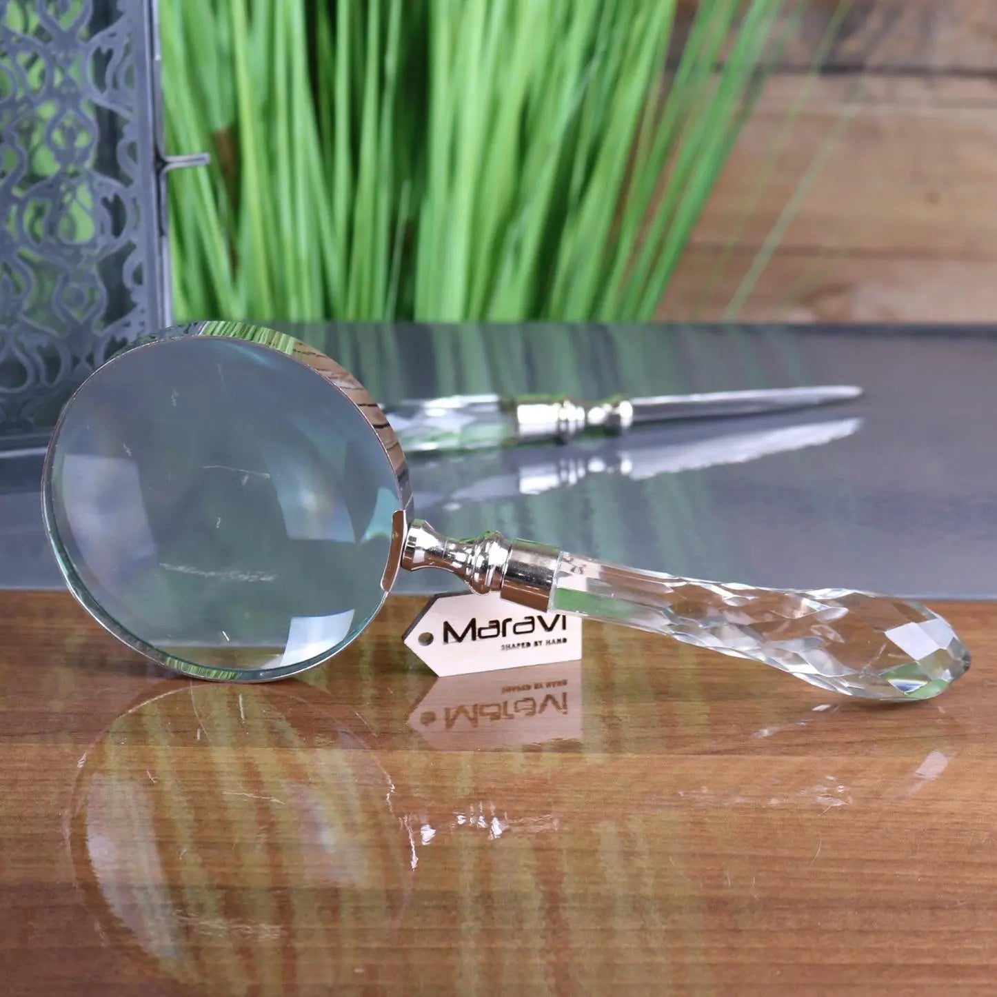 Tepun Glass Diamond Magnifying Glass and Letter Opener Set