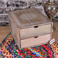 Hijla A4 Wooden Filing Box with Two Drawers and Mandala Design