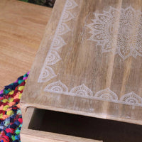 Hijla A4 Wooden Filing Box with Two Drawers and Mandala Design