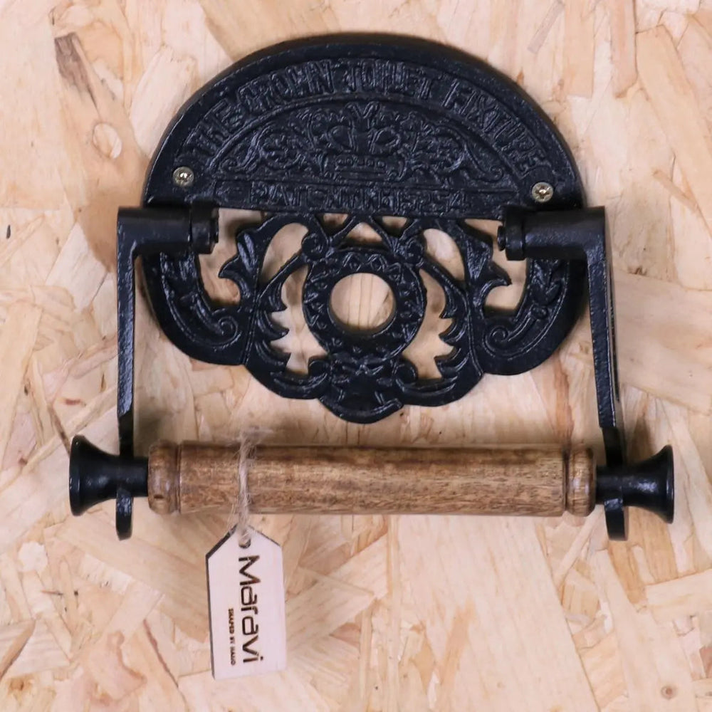 Crown Vintage Style Toilet Roll Holder in Classic Black