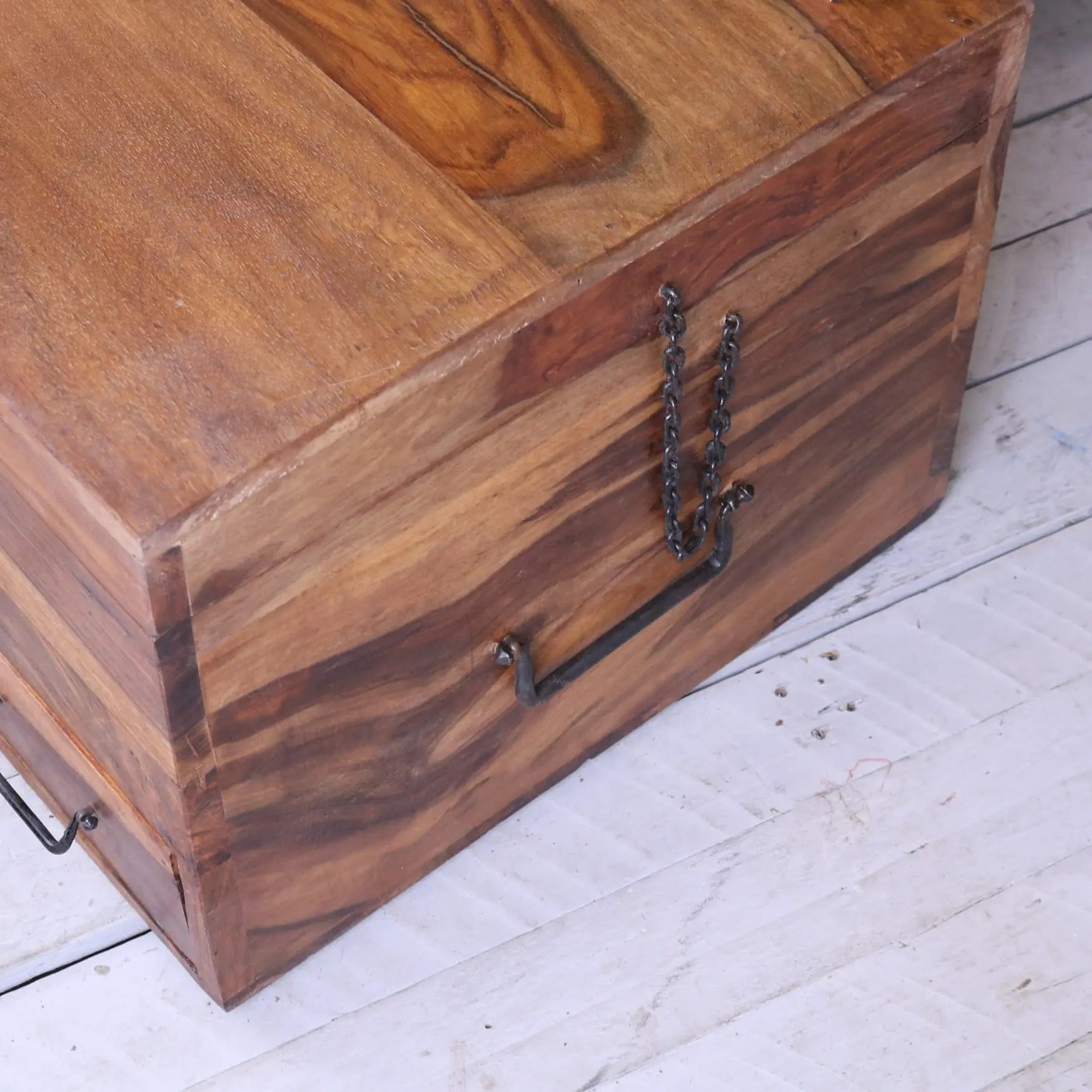 Large Wooden Chest Trunk with Compartments