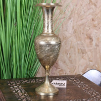 Vintage Hand-Etched Brass Vase - 36cm Artisan Decor