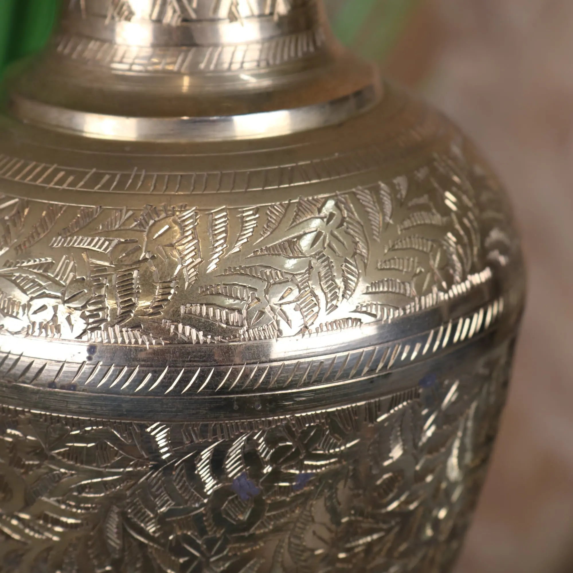 Vintage Hand-Etched Brass Vase - 36cm Artisan Decor