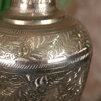 Vintage Hand-Etched Brass Vase - 36cm Artisan Decor