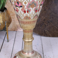 Vintage Brass Vase 92cm Large Scalloped Edge