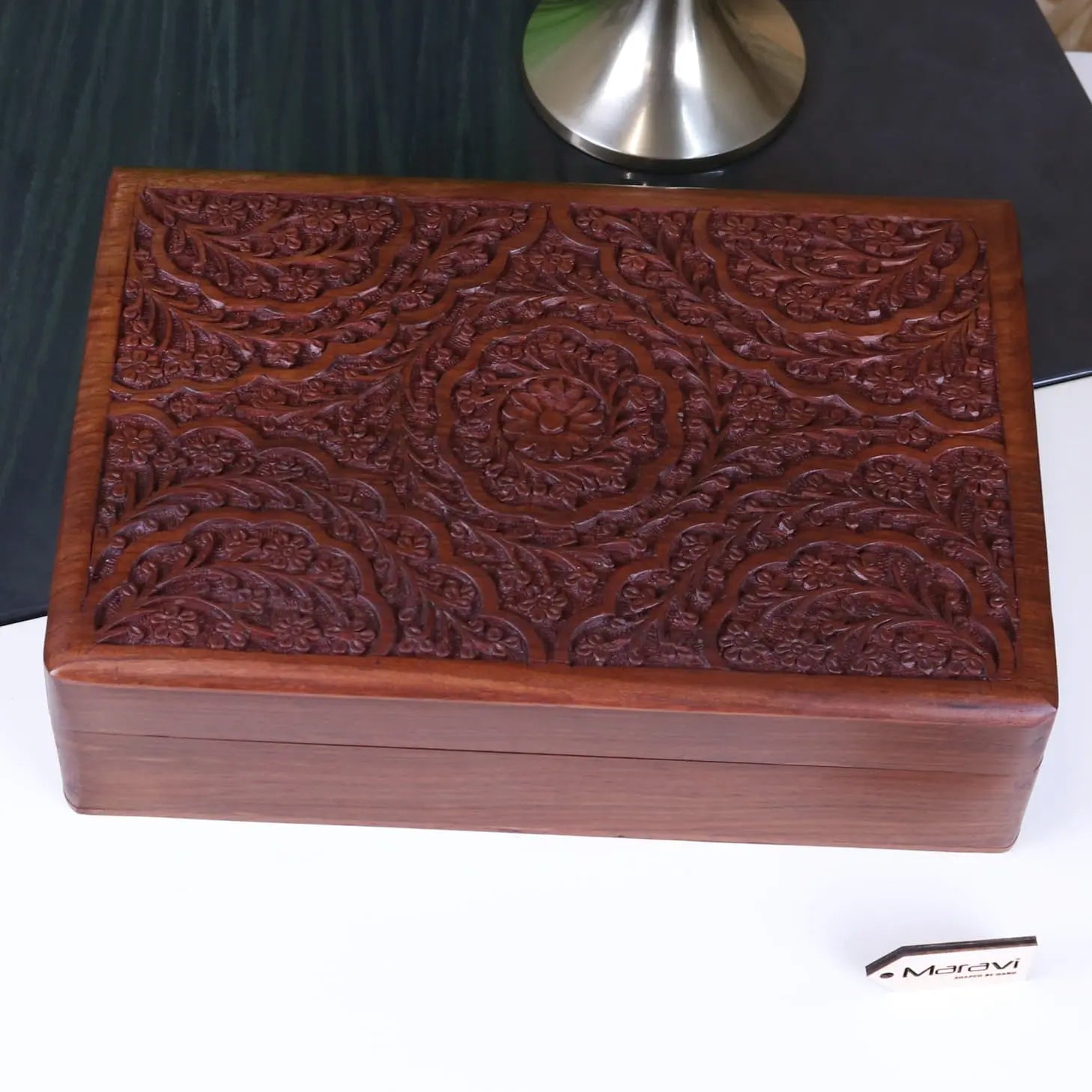 Chamring Large Hand Carved Wooden Box