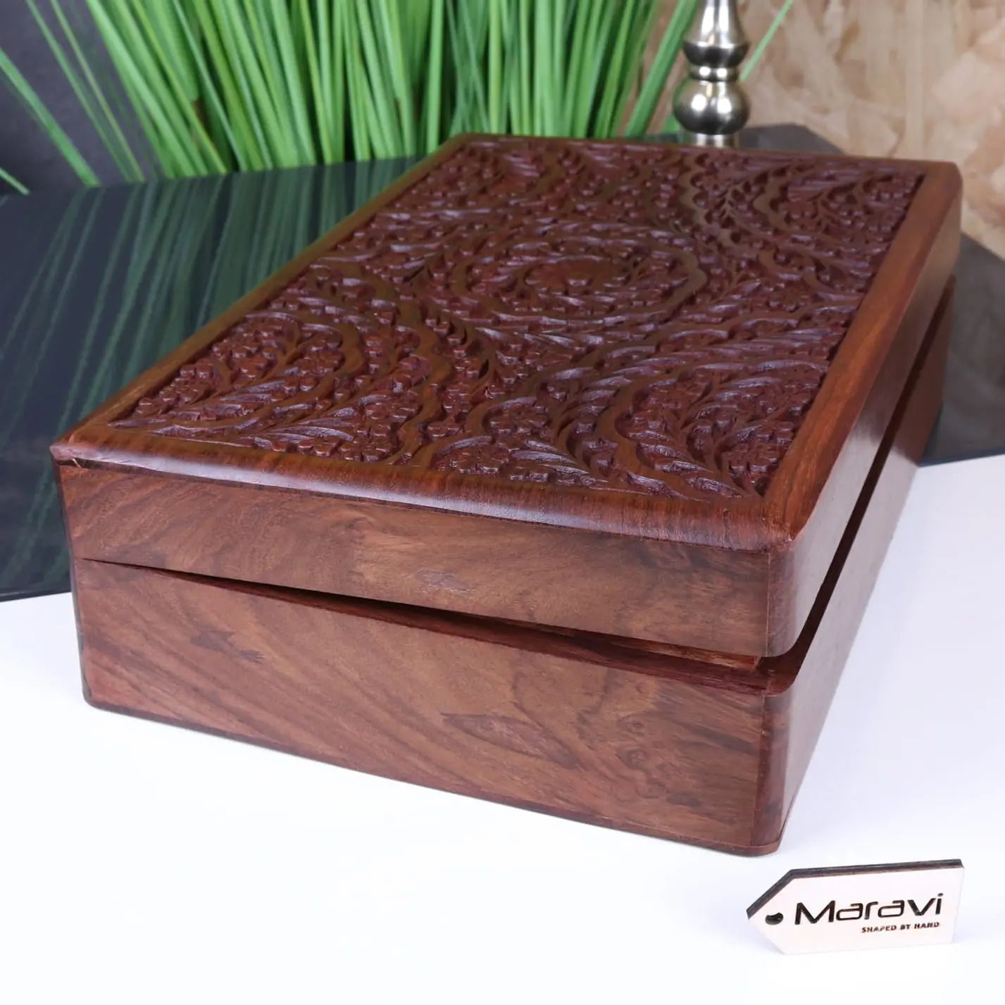 Chamring Large Hand Carved Wooden Box