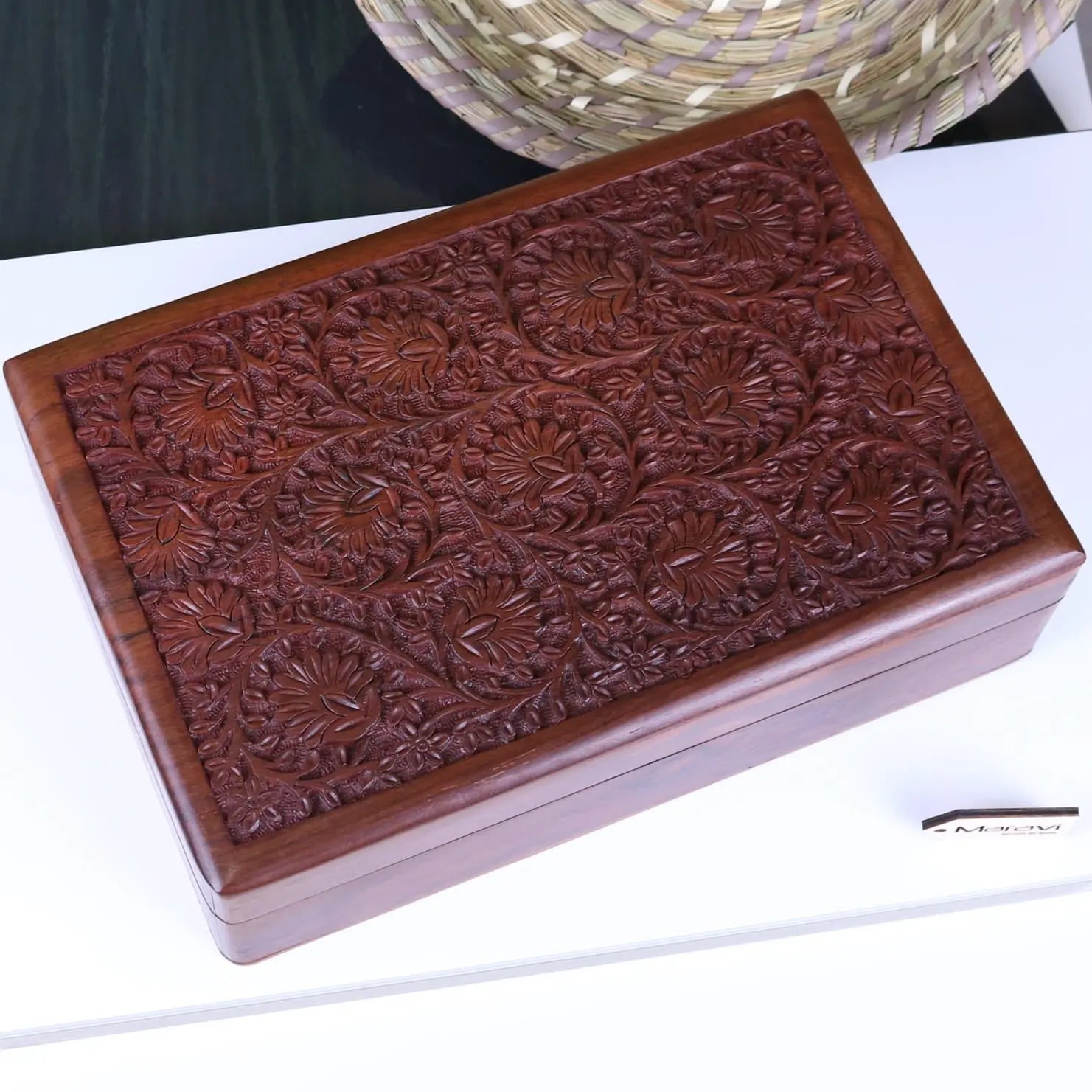 Sateek Large Hand Carved Wooden Box