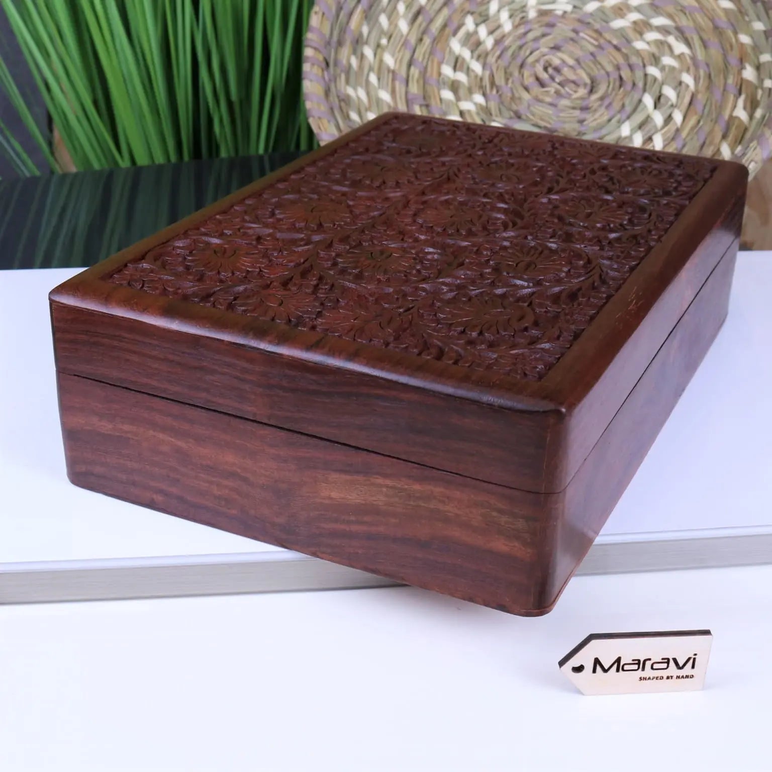 Sateek Large Hand Carved Wooden Box