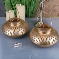 Mohra Set of 2 Elegant Gold Candle Lanterns for Ambient Décor