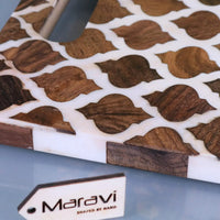 Ouzoud Moroccan Artisan Serving Platter in Mango Wood and Resin