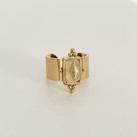 Luna Wide Band Irregular Crystal Ring