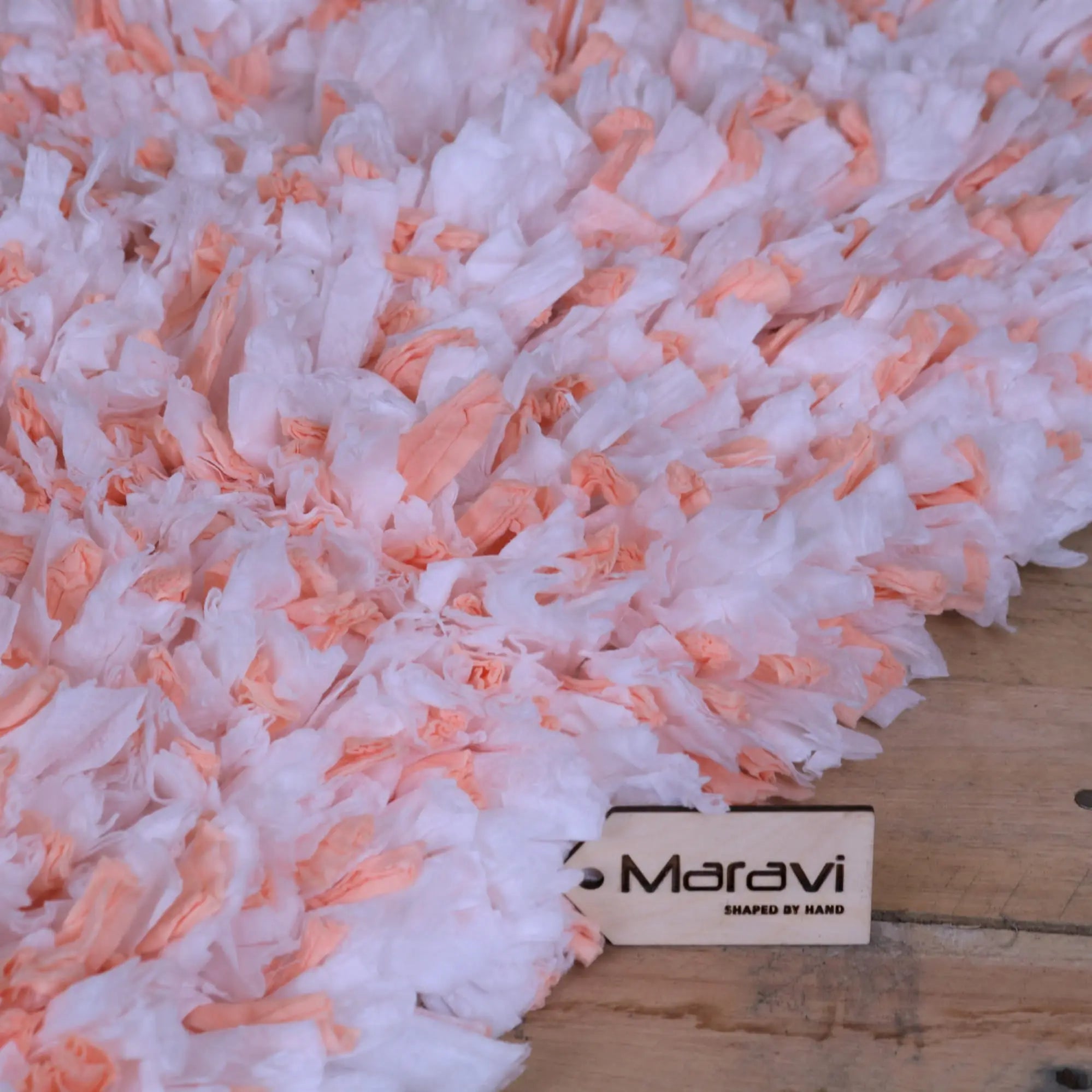 Varam Fluffy Recycled Rug White and Orange 60x90cm