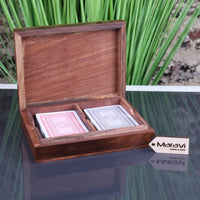 Begunia Double Wooden Card Box with Decks - Elegant Sheesham Wood Design