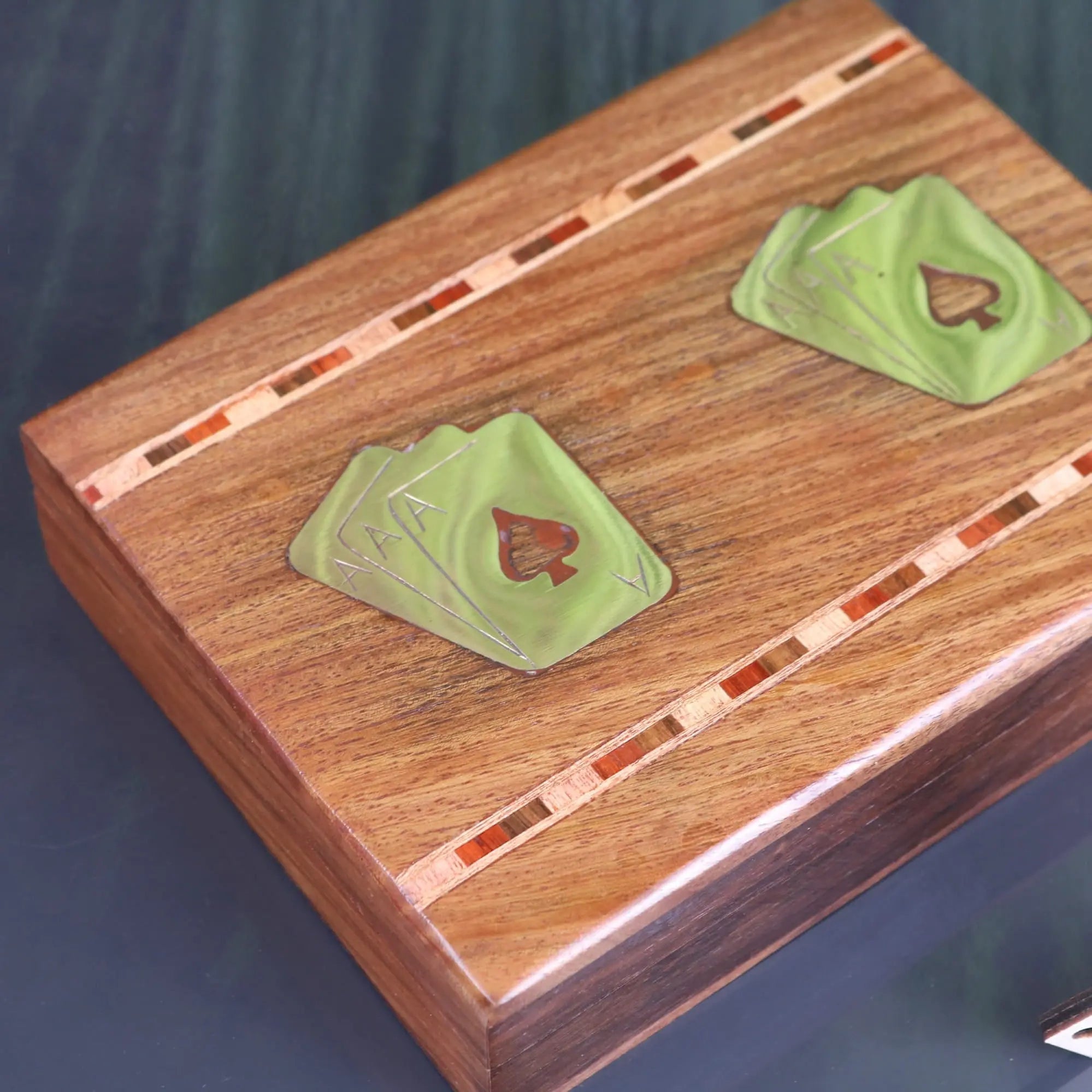 Begunia Double Wooden Card Box with Decks - Elegant Sheesham Wood Design