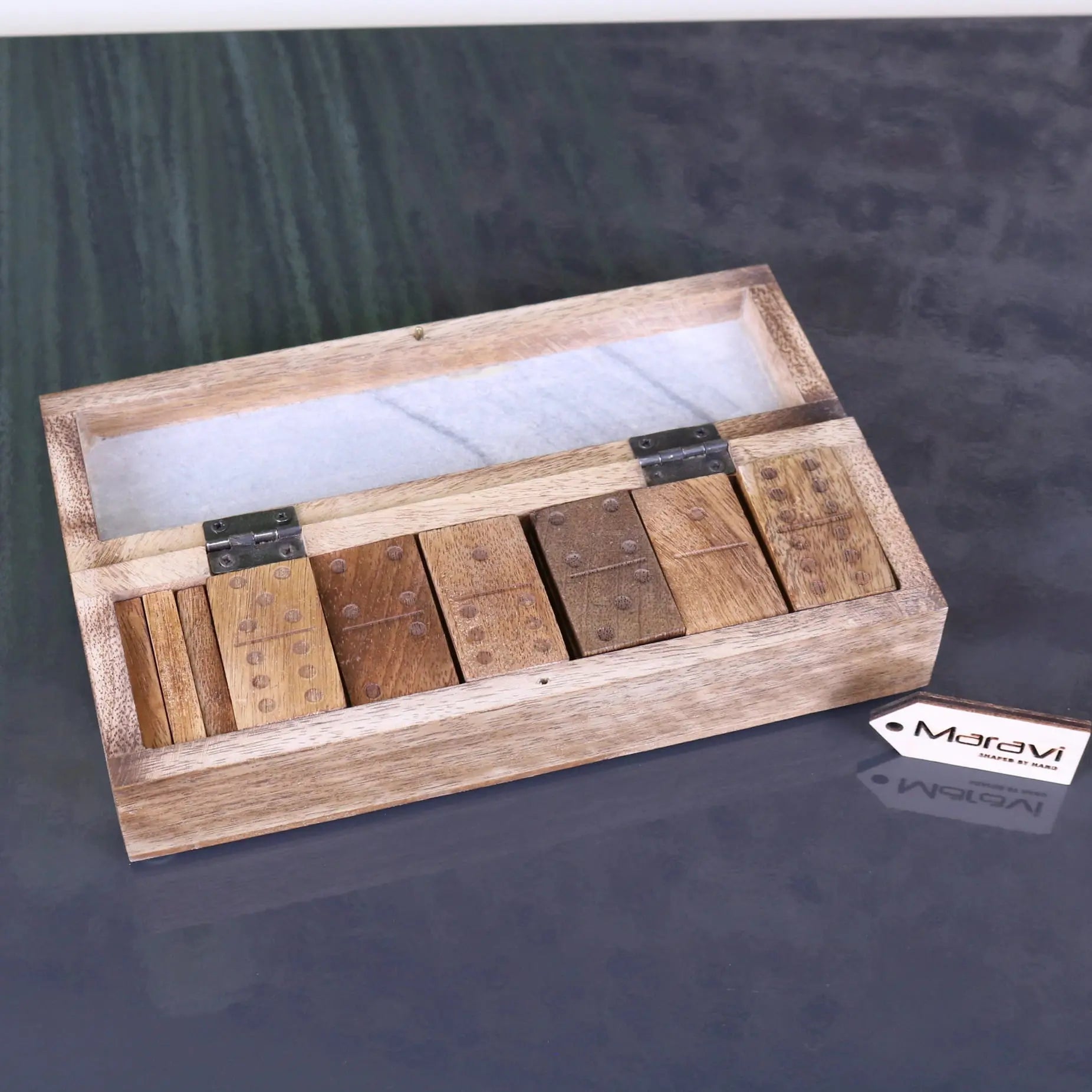 Osian Marble Lid Luxury Dominoes Set