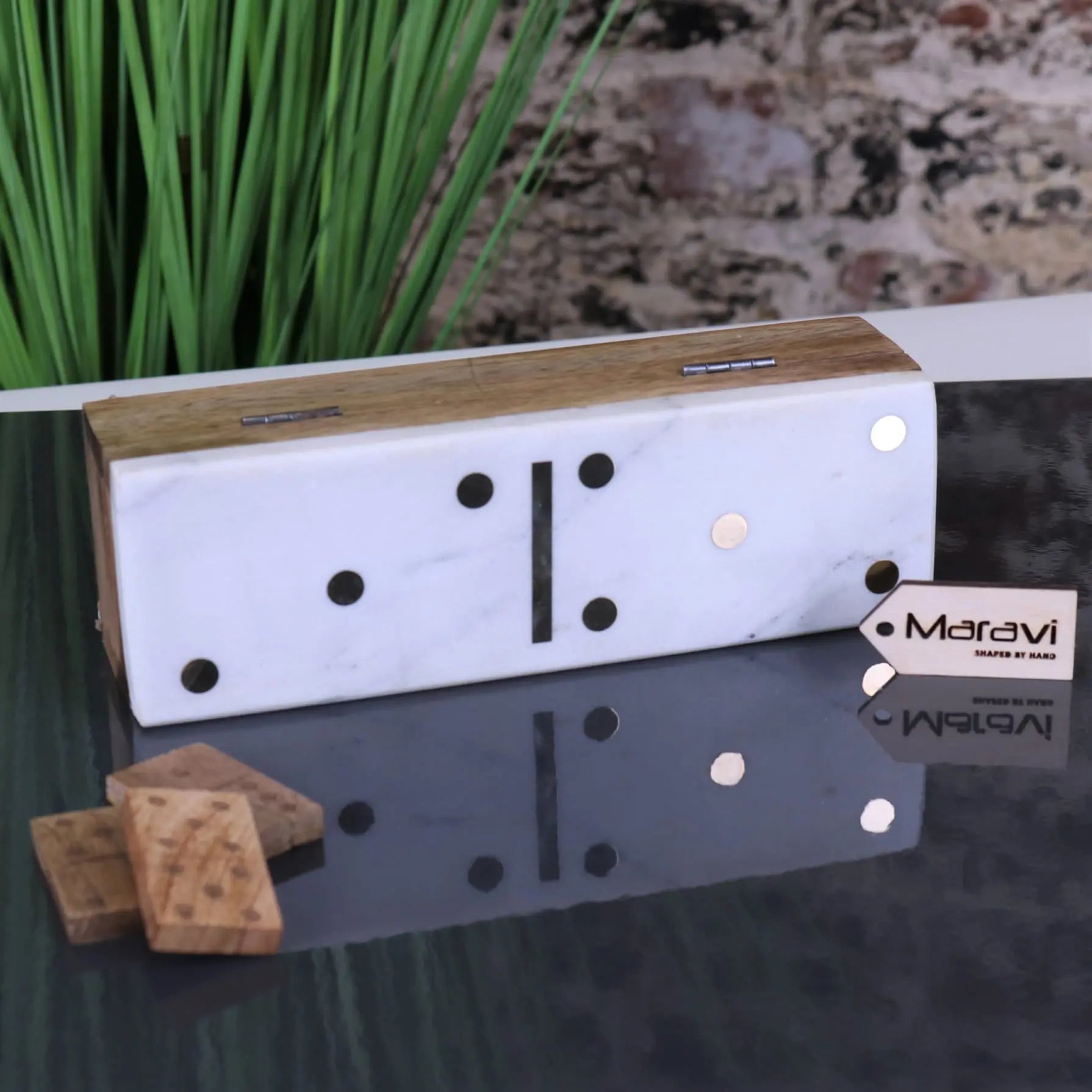 Osian Marble Lid Luxury Dominoes Set