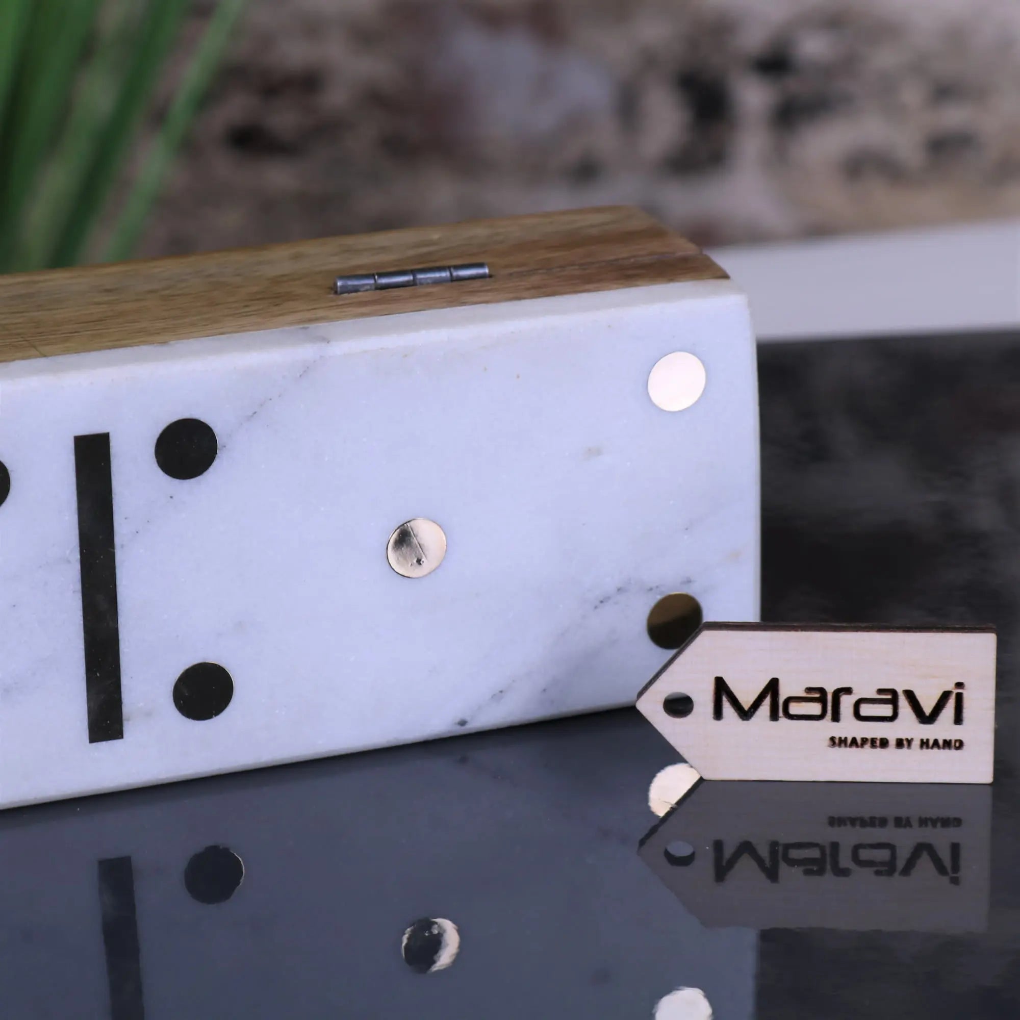 Osian Marble Lid Luxury Dominoes Set