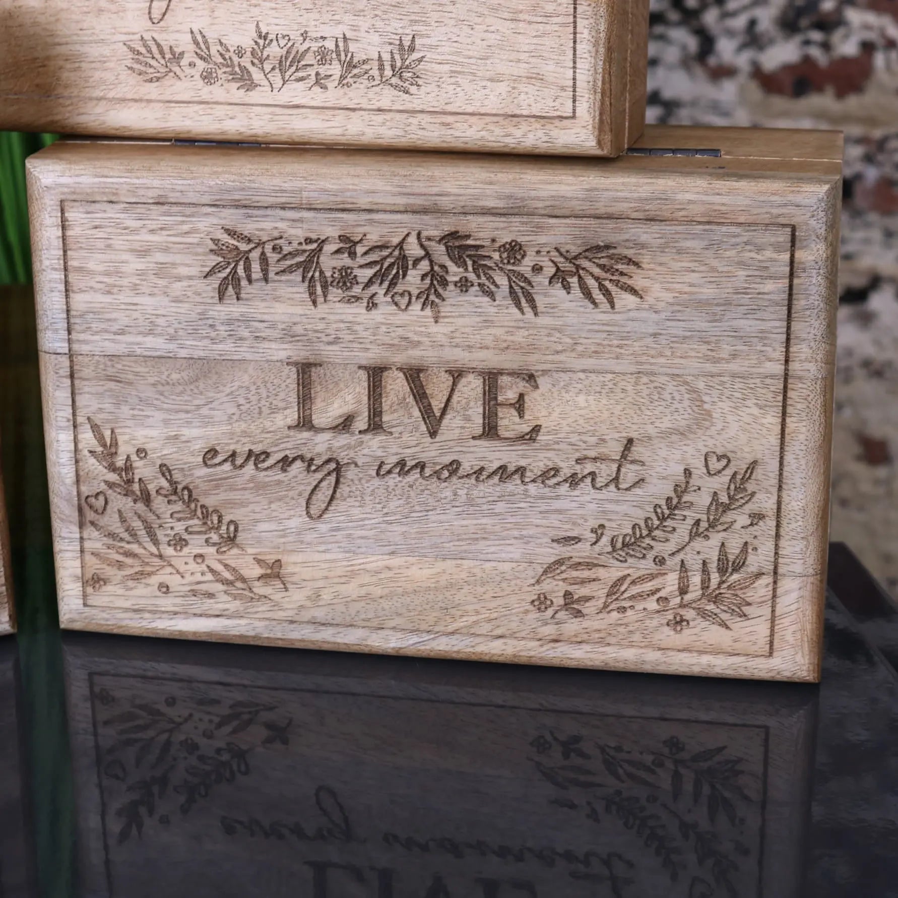 Noakh Live Laugh and Love Wooden Storage Boxes with Lids