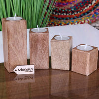 Bure Wooden Tea Light Holders Set of 4