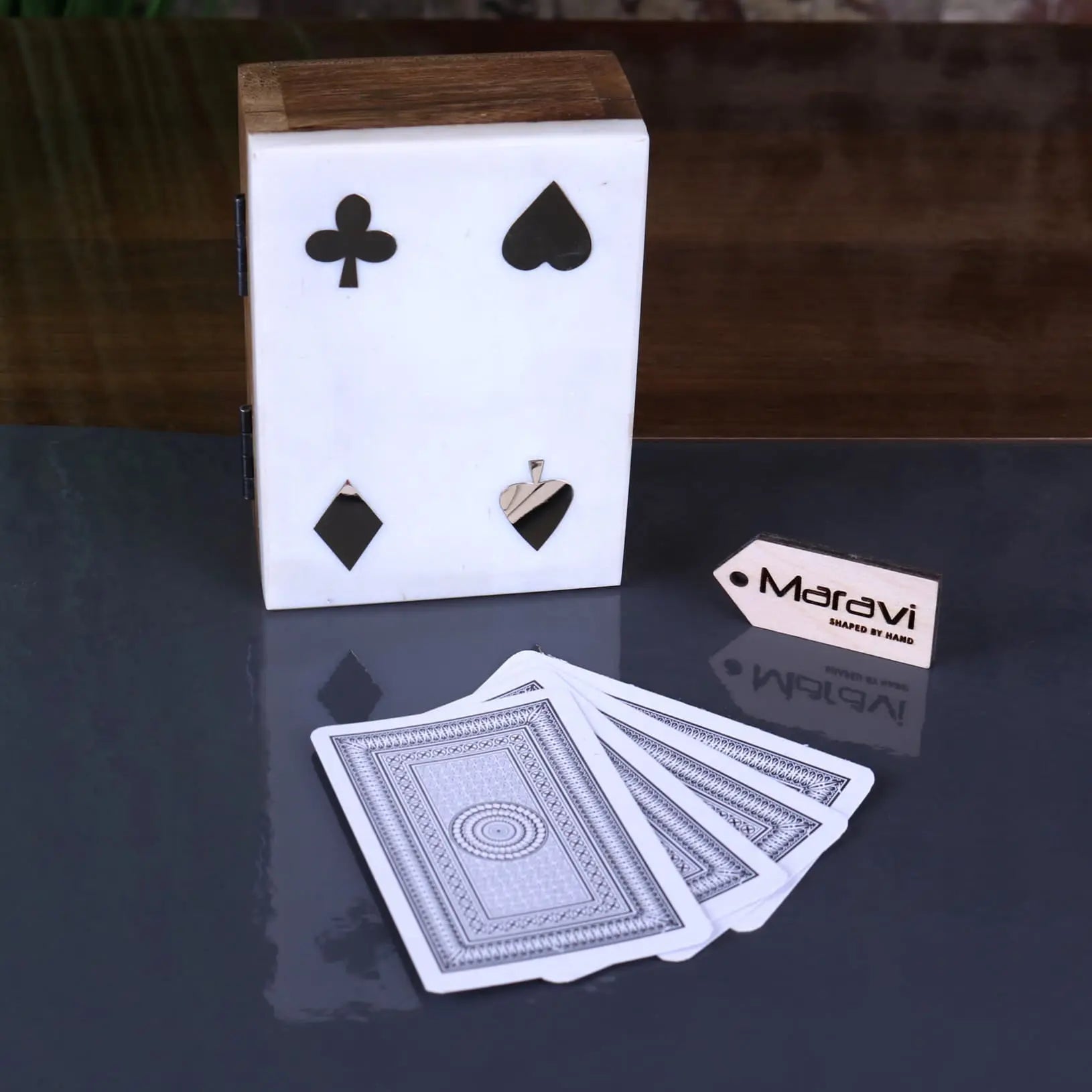 Osian Marble Lid Playing Card Box