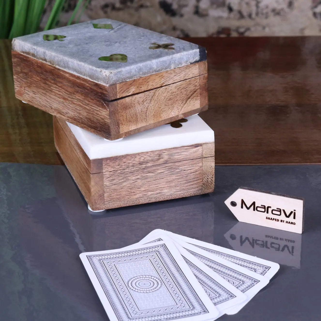 Osian Marble Lid Playing Card Box