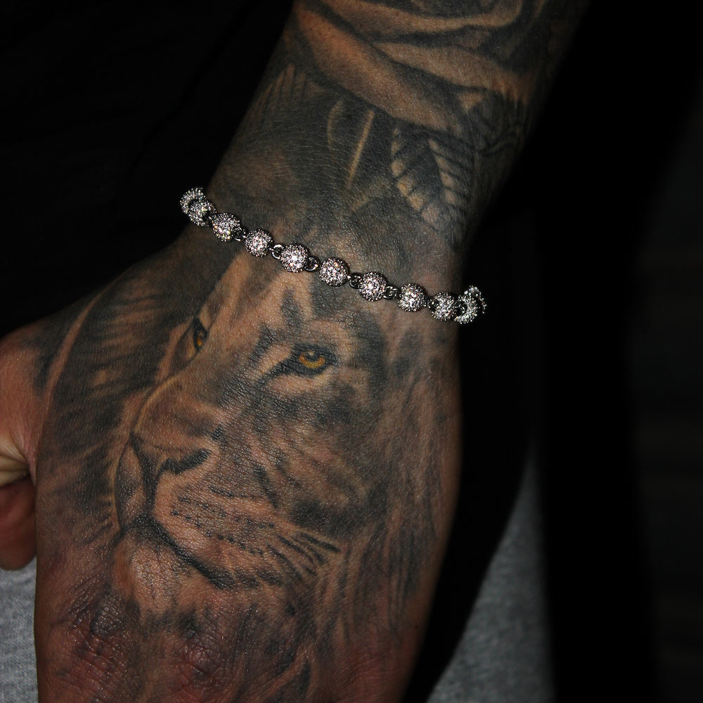 Iced Ball Bracelet (Silver) 6mm