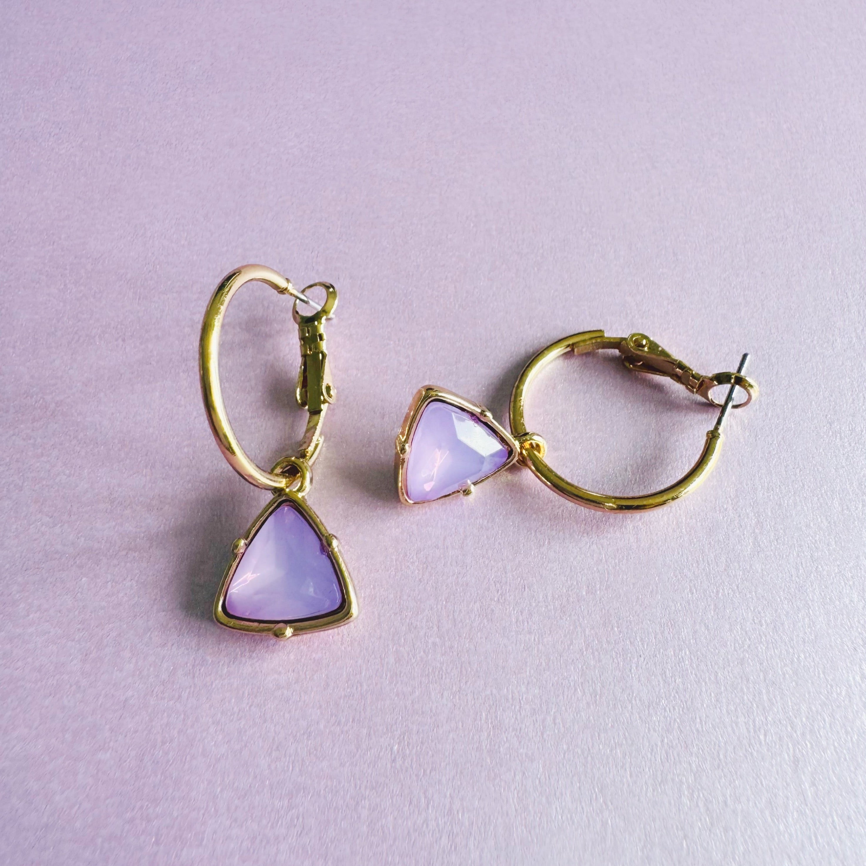 Holly Lilac Gem Gold Hoop Earrings