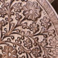 Aundh Handcrafted Mango Wood Remote Control Holder with Elegant Floral Design