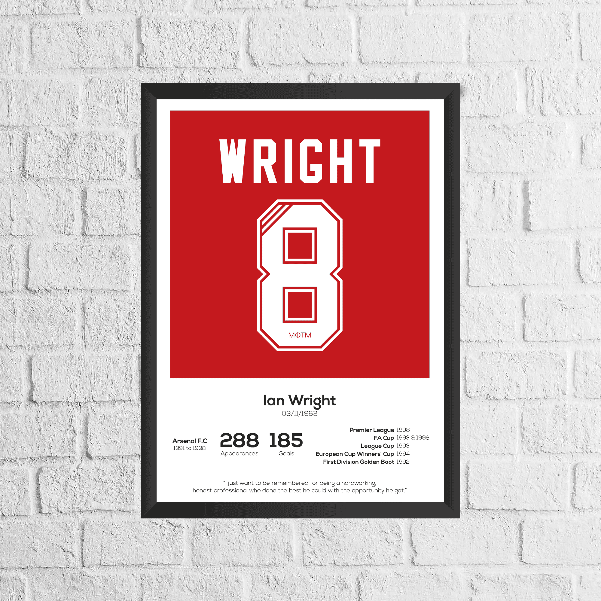 Ian Wright Legend Stats Print