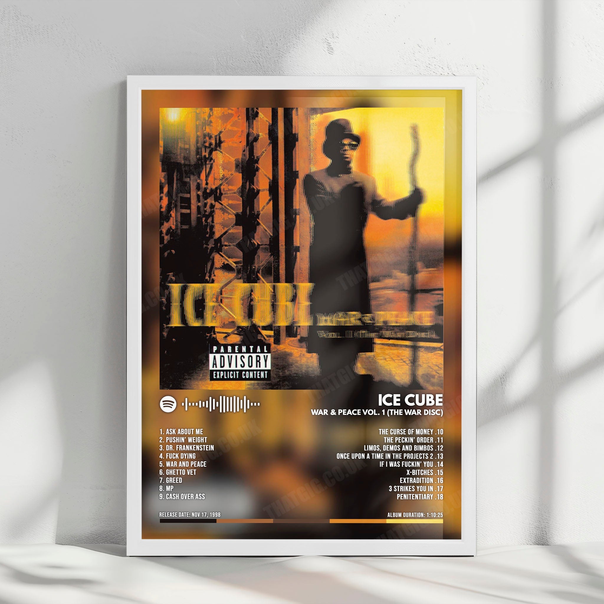 Ice Cube "War & Peace Vol. 1" Album Cover Poster - with Complete Tracklist