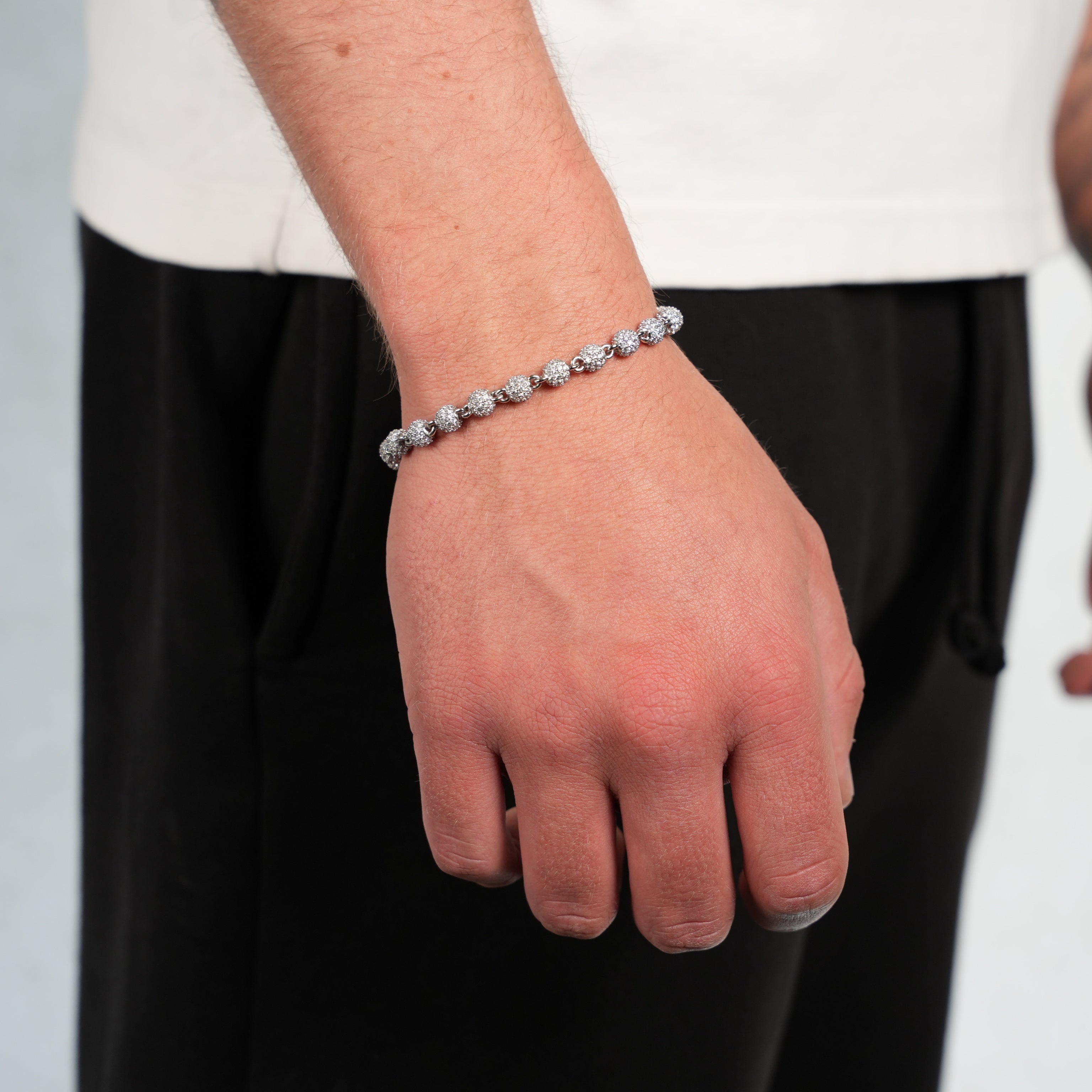 Iced Ball Bracelet (Silver) 6mm