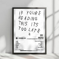 Drake "If You're Reading This It's Too Late" Album Cover Poster - with Complete Tracklist