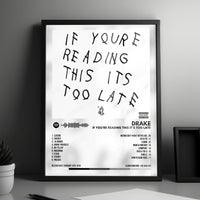 Drake "If You're Reading This It's Too Late" Album Cover Poster - with Complete Tracklist