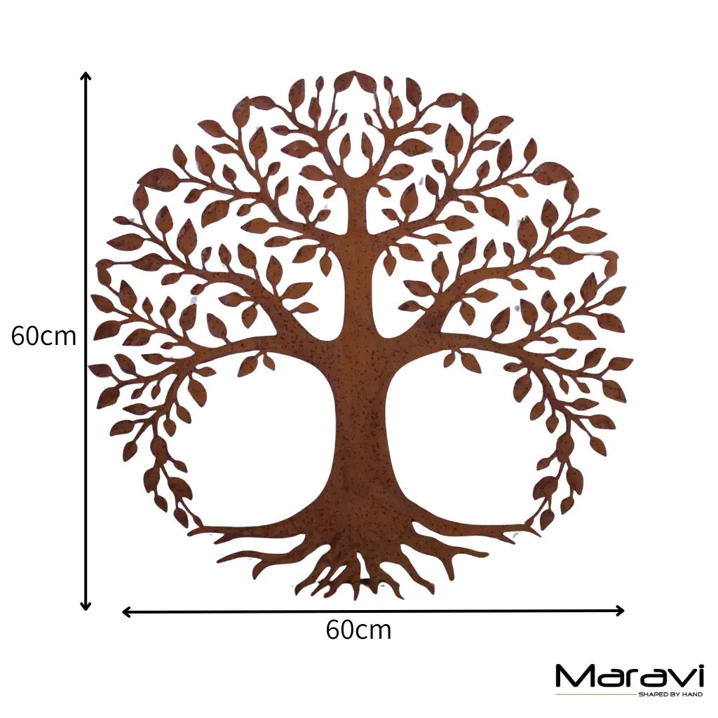 Indari Tree of Life Metal Wall Art - 60cm Rustic Decor