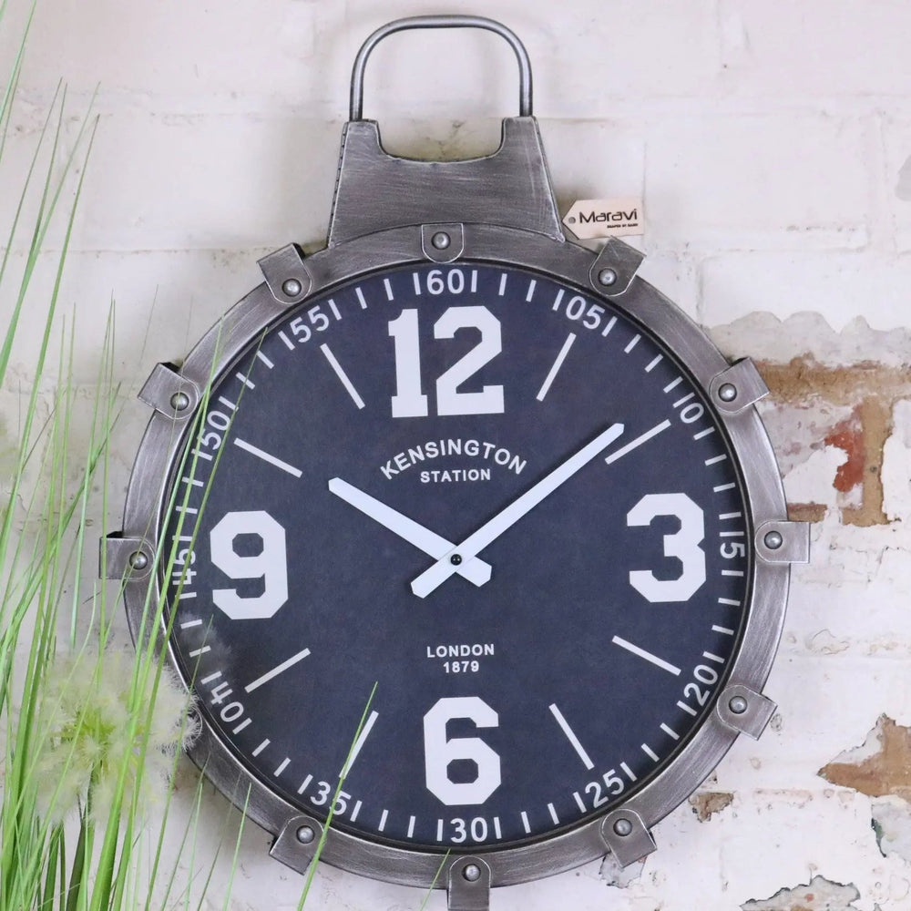 Industrial Gunmetal Grey Wall Clock with Vintage Design