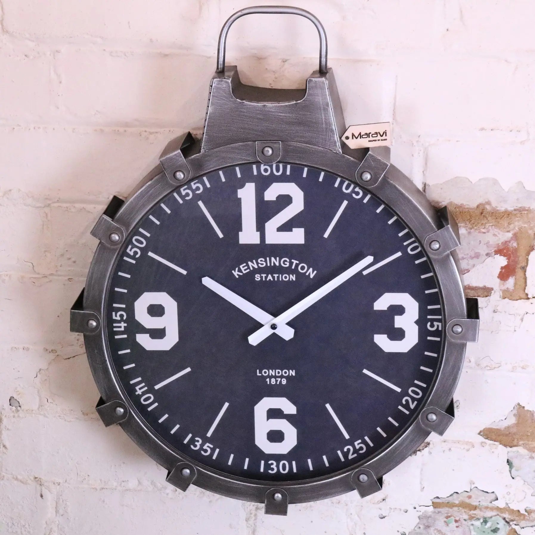 Industrial Gunmetal Grey Wall Clock with Vintage Design