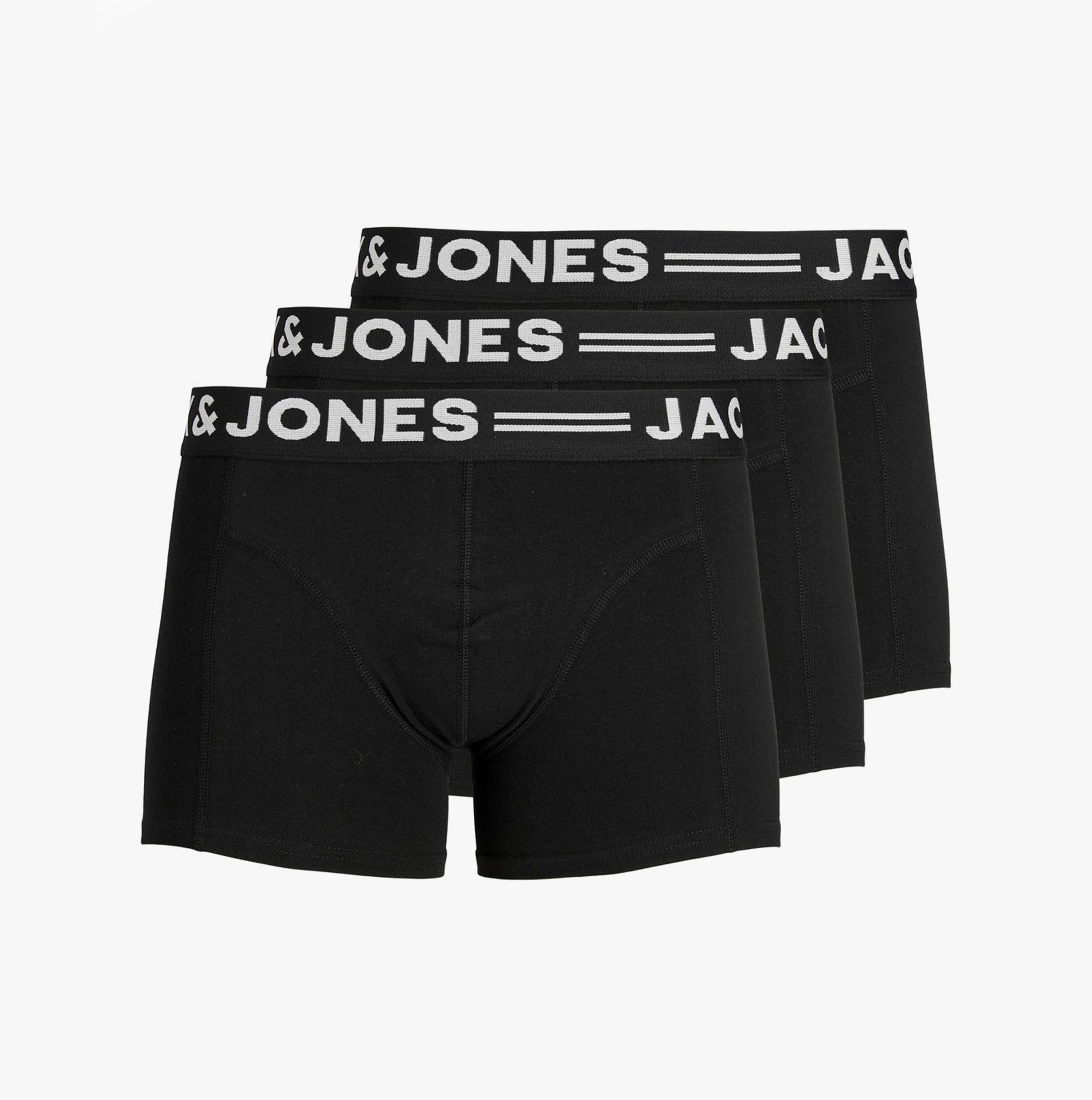 Jack & Jones SENSE 3 Pack Trunks Mens Black
