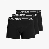 Jack & Jones SENSE 3 Pack Trunks Mens Black
