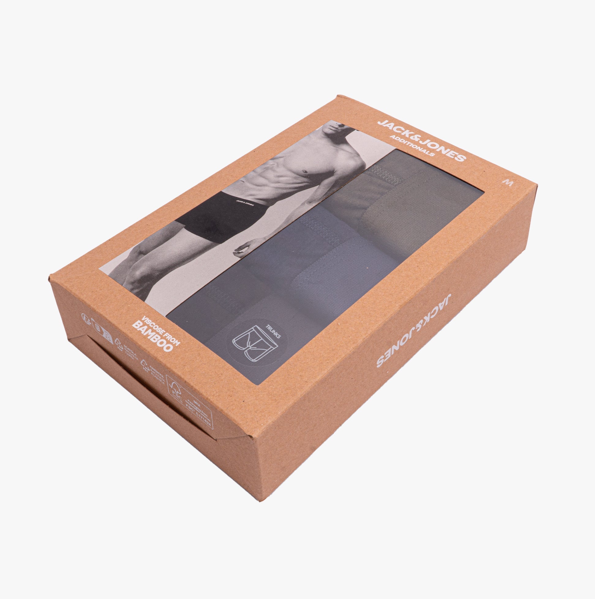 Jack & Jones BASIC BAMBOO Mens 3 Pack Trunks Forest Night