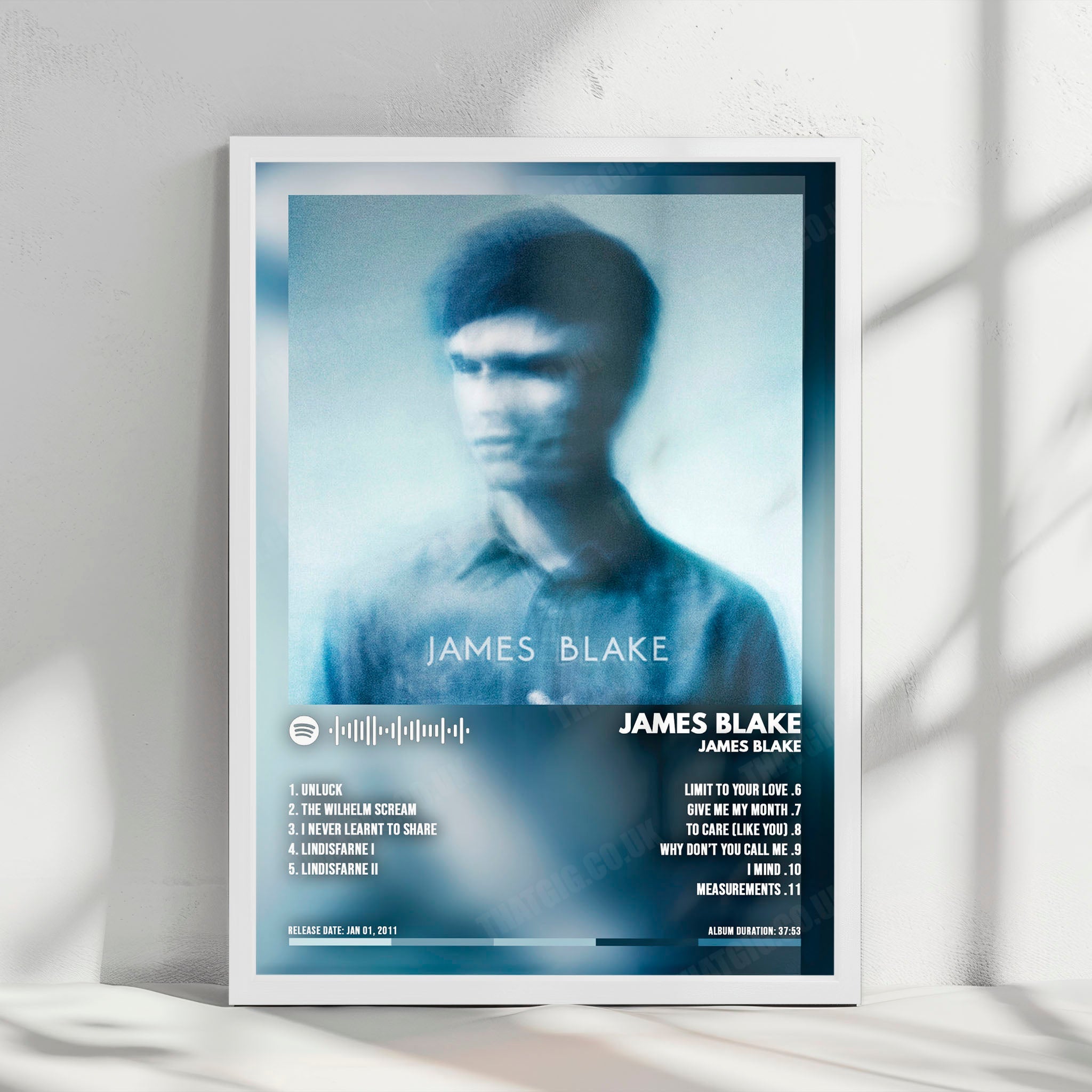 James Blake "James Blake" Album Cover Poster - with Complete Tracklist