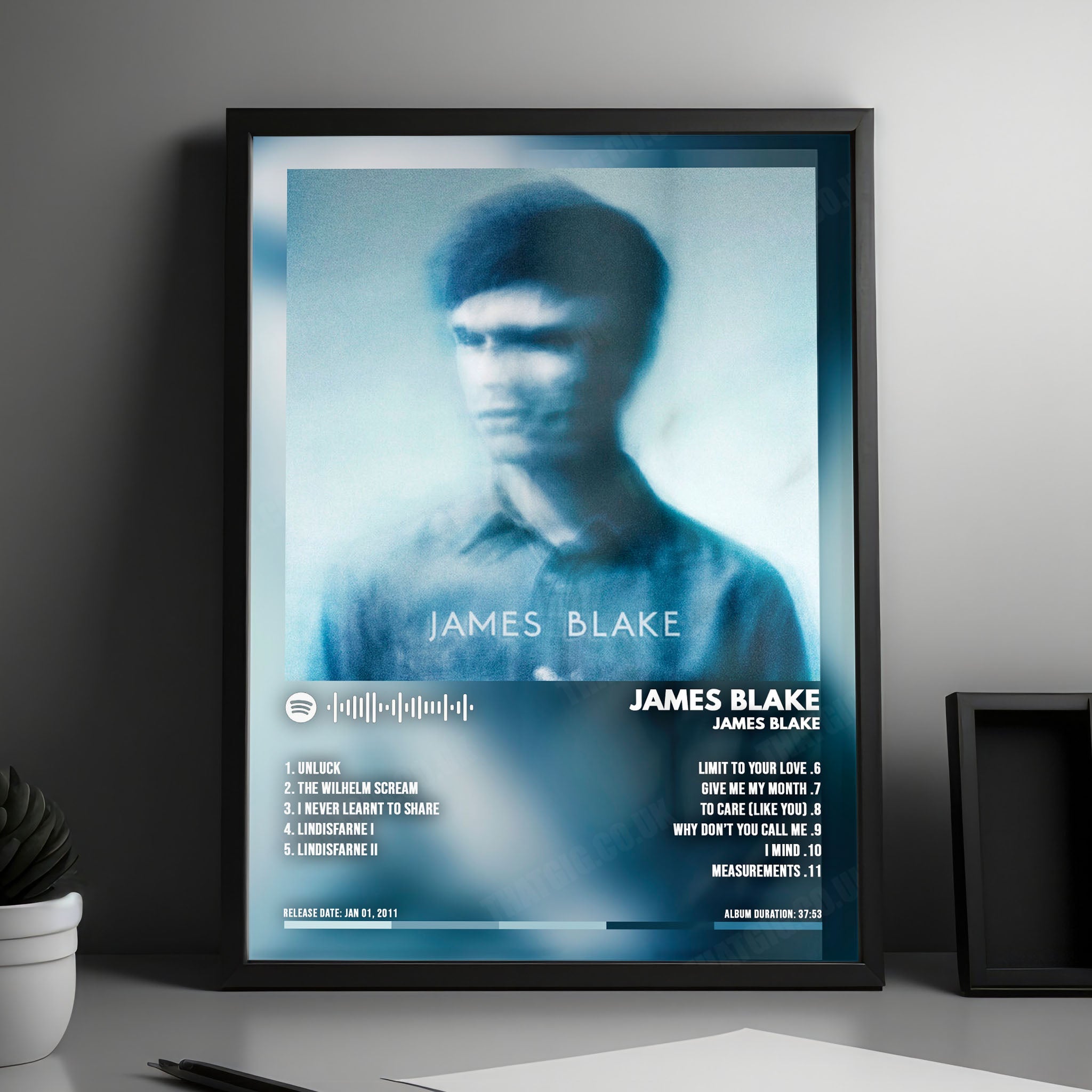 James Blake "James Blake" Album Cover Poster - with Complete Tracklist