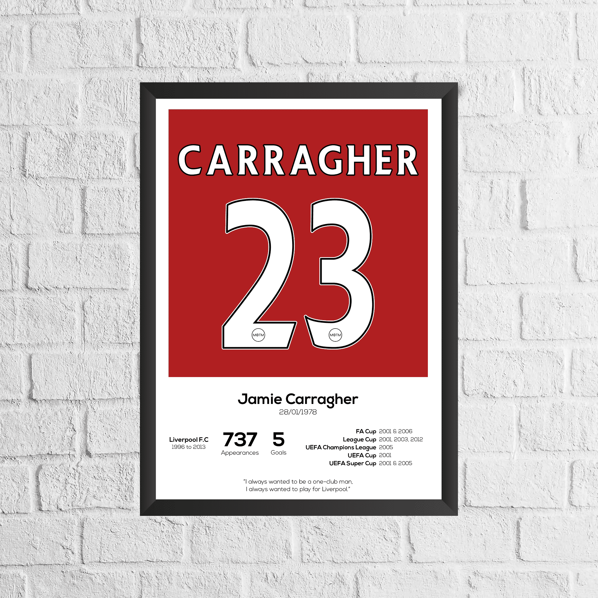 Jamie Carragher Legend Stats Print