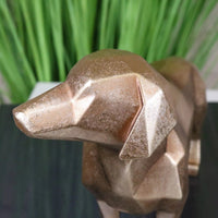Janira Gold Geometric Dachshund Ornament - Stylish Resin Sculpture