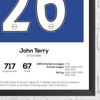 John Terry Legend Stats Print