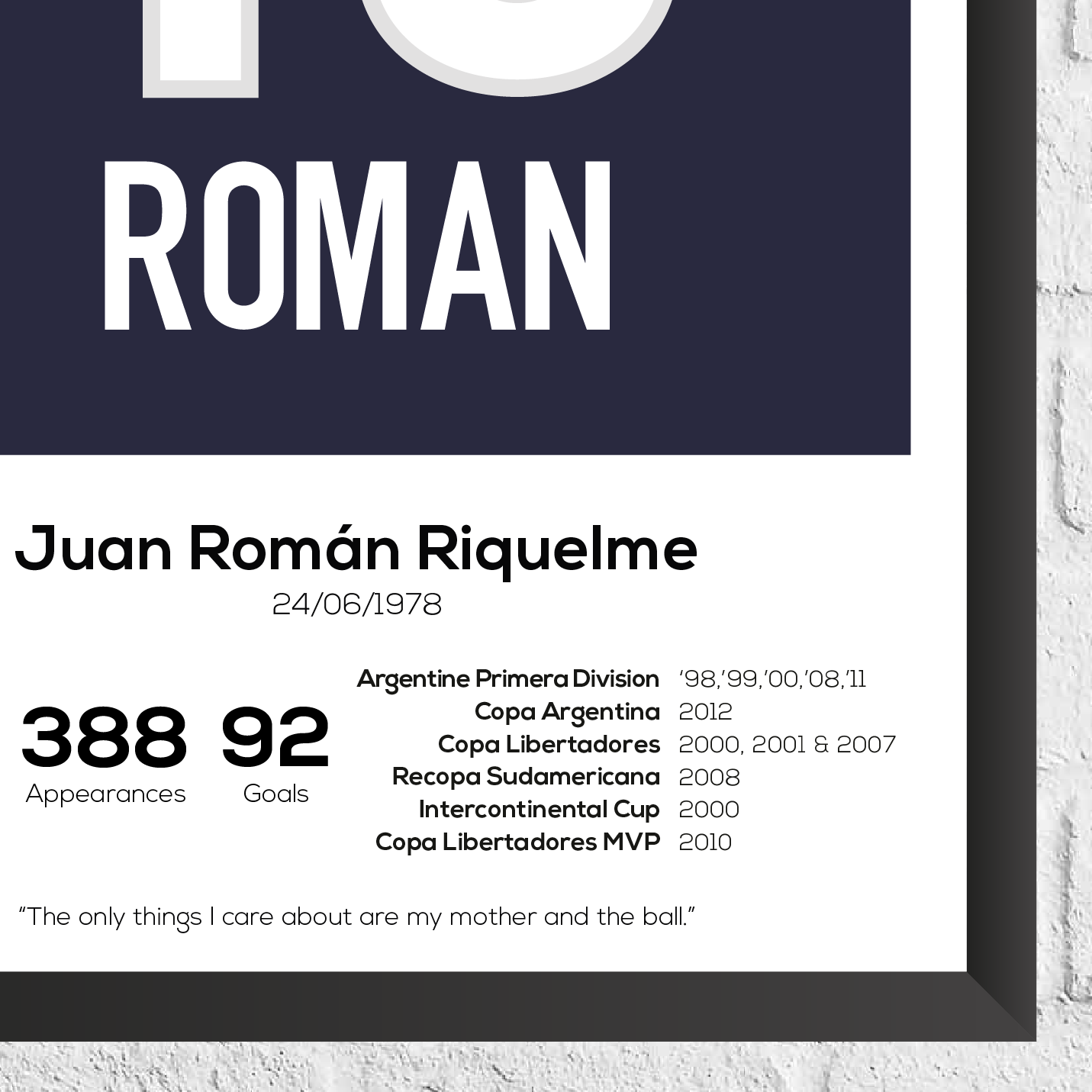 Juan Roman Riquelme Legend Stats Print